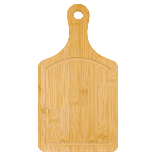 Bamboo Paddle Cutting Board with Drip Ring – 13 1/2" x 7"