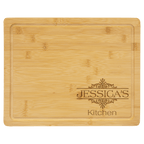Personalized Bamboo Cutting Board with Drip Ring – 13 3/4" x 11"