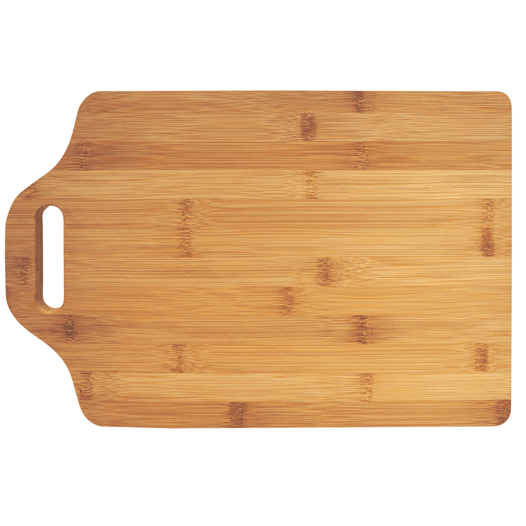 Back view of a Wooden cutting board with handle on a transparent background