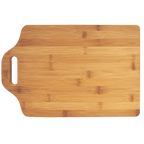 Back view of a Wooden cutting board with handle on a transparent background