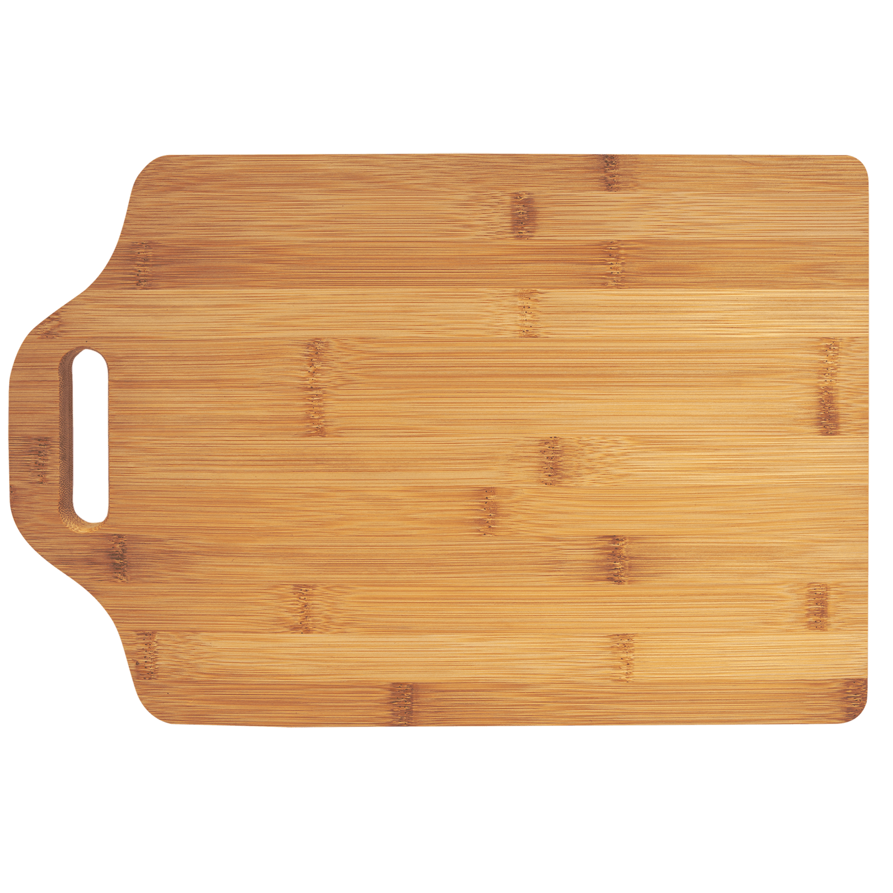 Back view of a Wooden cutting board with handle on a transparent background