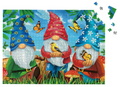 Jigsaw puzzle with gnomes and butterflies on a colorful background
