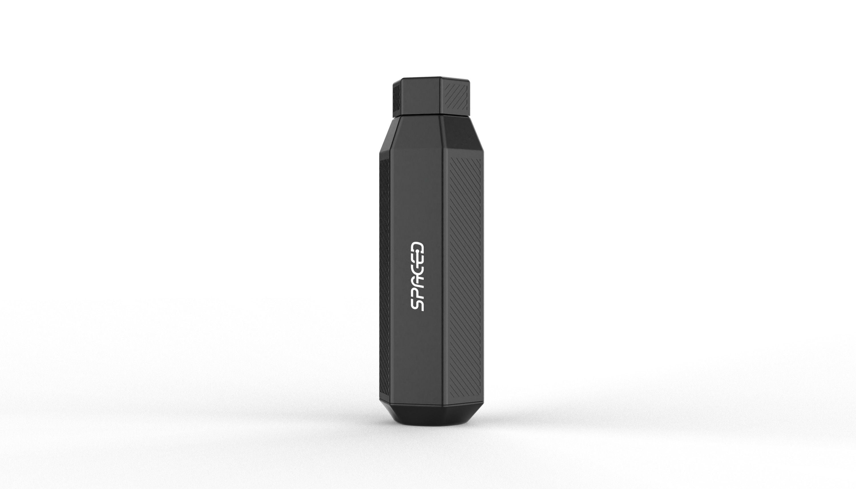 Black Spaced vaping device on a white background
