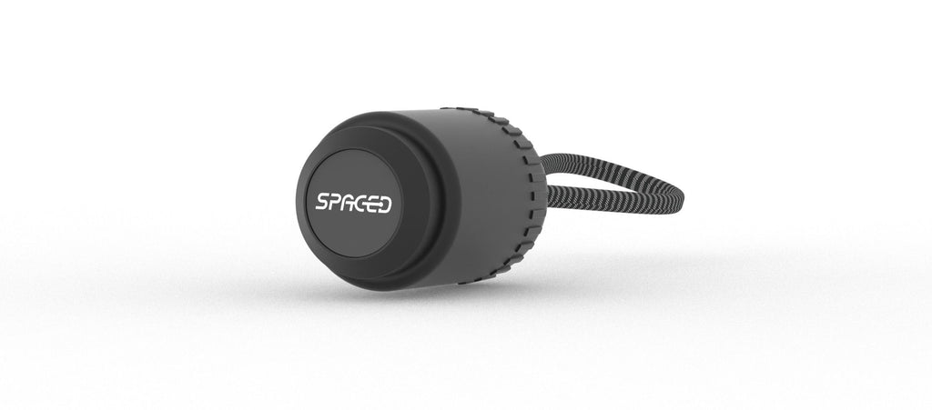Black device with 'SPACED' branding on a white background