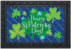St. Patrick’s Day Doormat Insert (Blue Plaid Shamrocks)