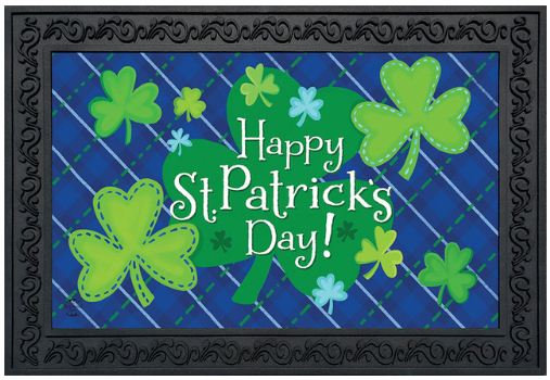 St. Patrick’s Day Doormat Insert (Blue Plaid Shamrocks)