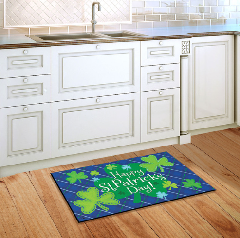 St. Patrick’s Day Doormat Insert (Blue Plaid Shamrocks)