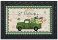 Happy St. Patrick’s Day Pickup Truck Doormat Insert (Vintage Green Truck + Shamrocks)