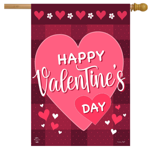 Happy Valentine’s Day Double Sided Heart House Flag (40" x 28")
