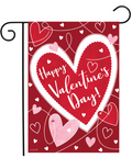 Heart Toss Happy Valentine’s Day Garden Flag (Red & Pink Hearts Porch Flag)