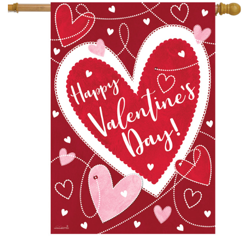 Heart Toss Valentine’s Day Outdoor Décor Bundle (Garden Flag + House Flag + Doormat + Mailbox Cover)