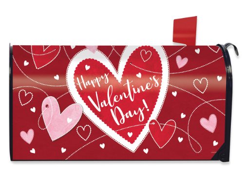 Heart Toss Happy Valentine’s Day Magnetic Mailbox Cover (Standard)