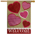Hearts Burlap Welcome House Flag (40" x 28")