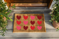 Valentine Hearts Pattern Doormat (30x18 Natural Coir)