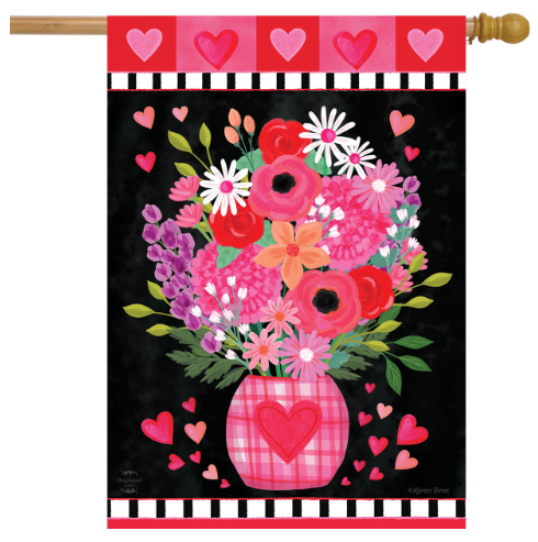 Hearts & Flowers Valentine House Flag (40" x 28")