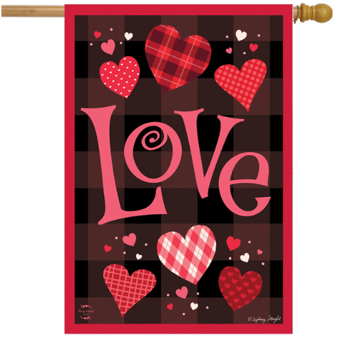 Hearts of Love Buffalo Plaid House Flag (40" x 28")