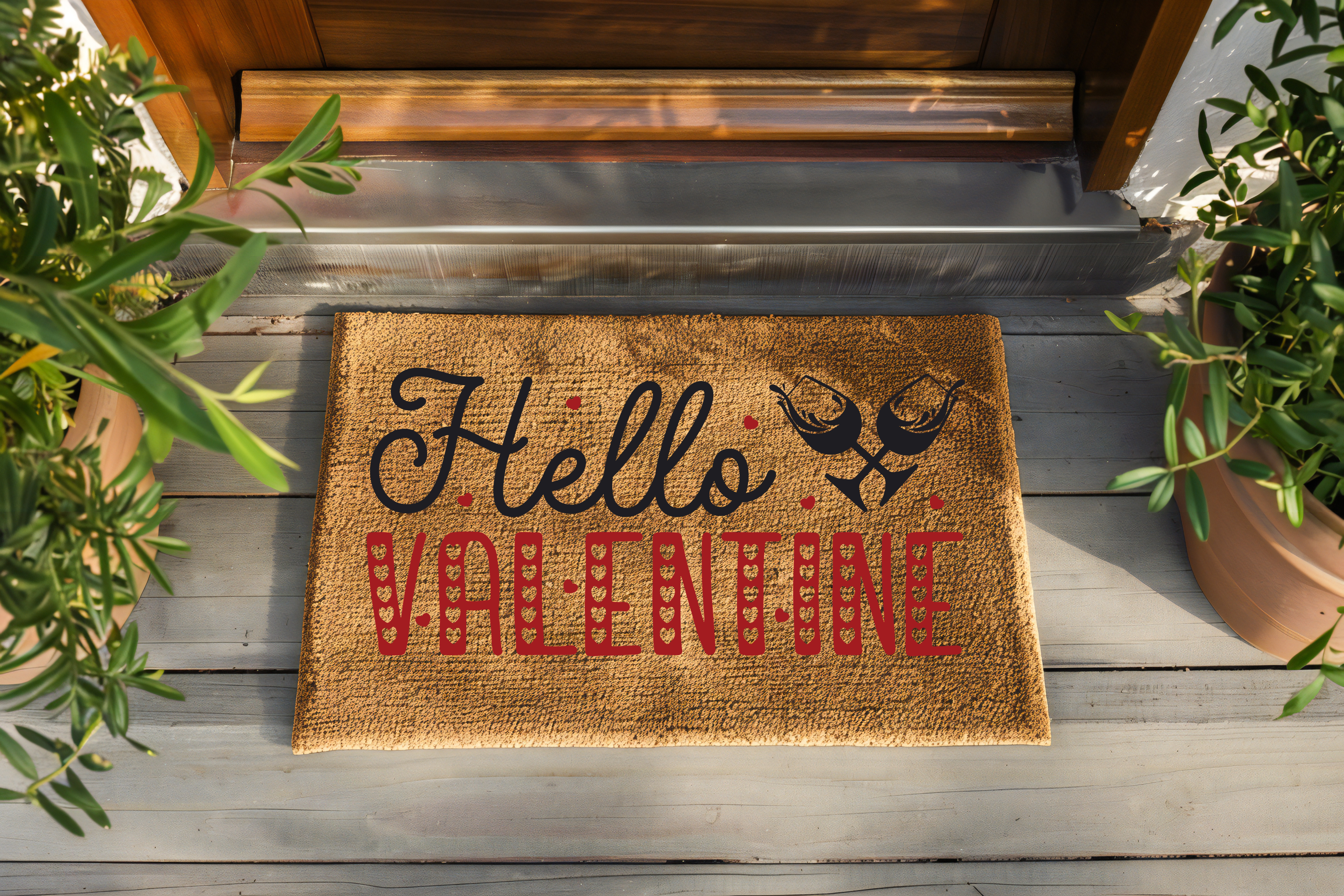 Hello Valentine Doormat (30x18 Natural Coir)