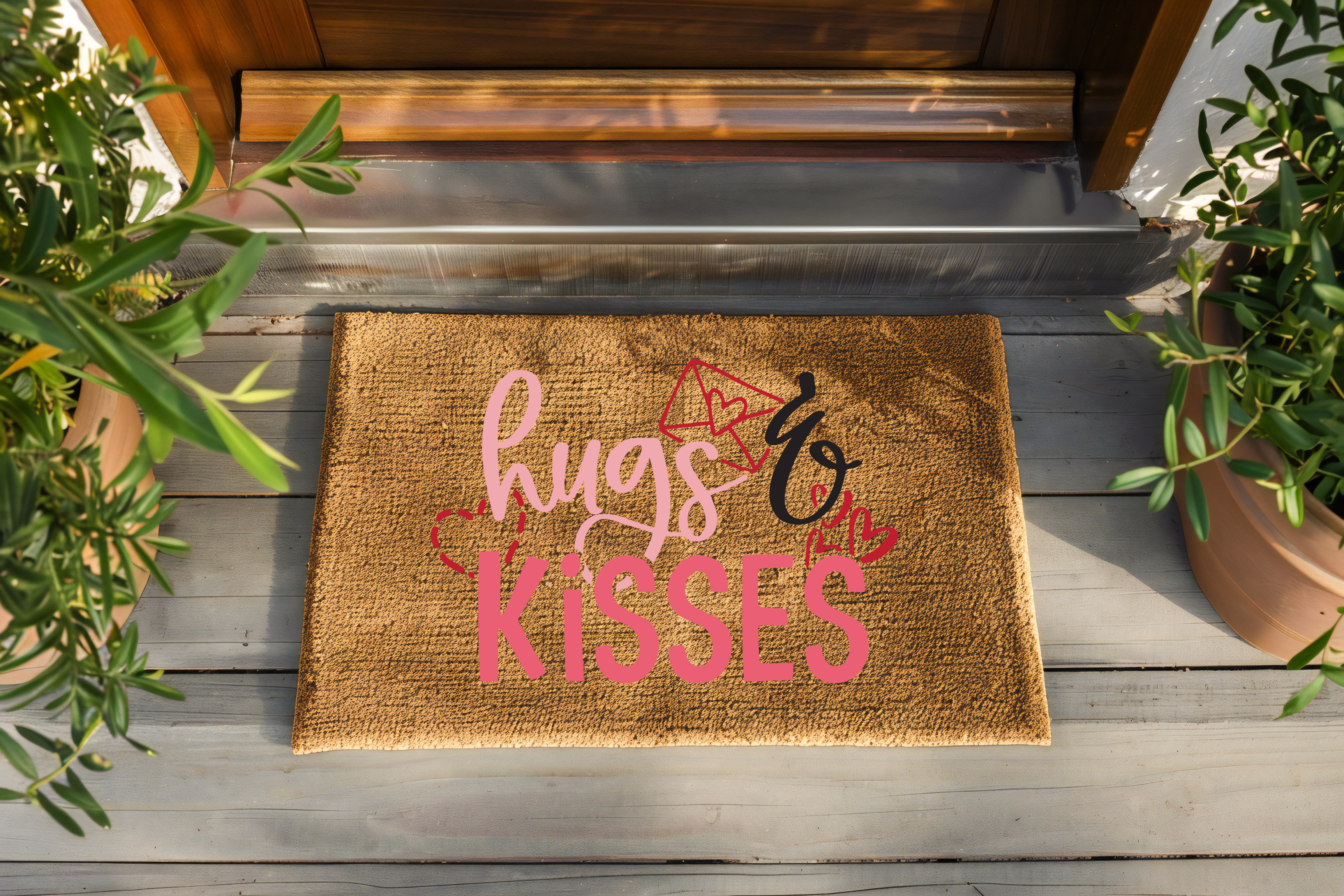 Hugs & Kisses Doormat (30x18 Natural Coir)