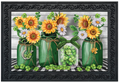 Irish Mason Jars Doormat Insert (Sunflowers, Daisies & Lucky Clovers)
