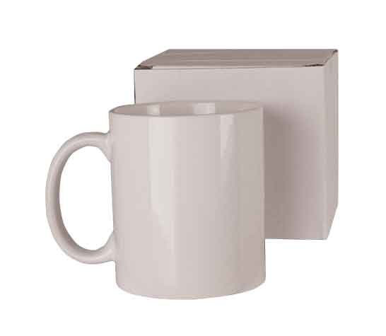 Personalized 11 oz. White Sublimatable Ceramic Mug with White Gift Box