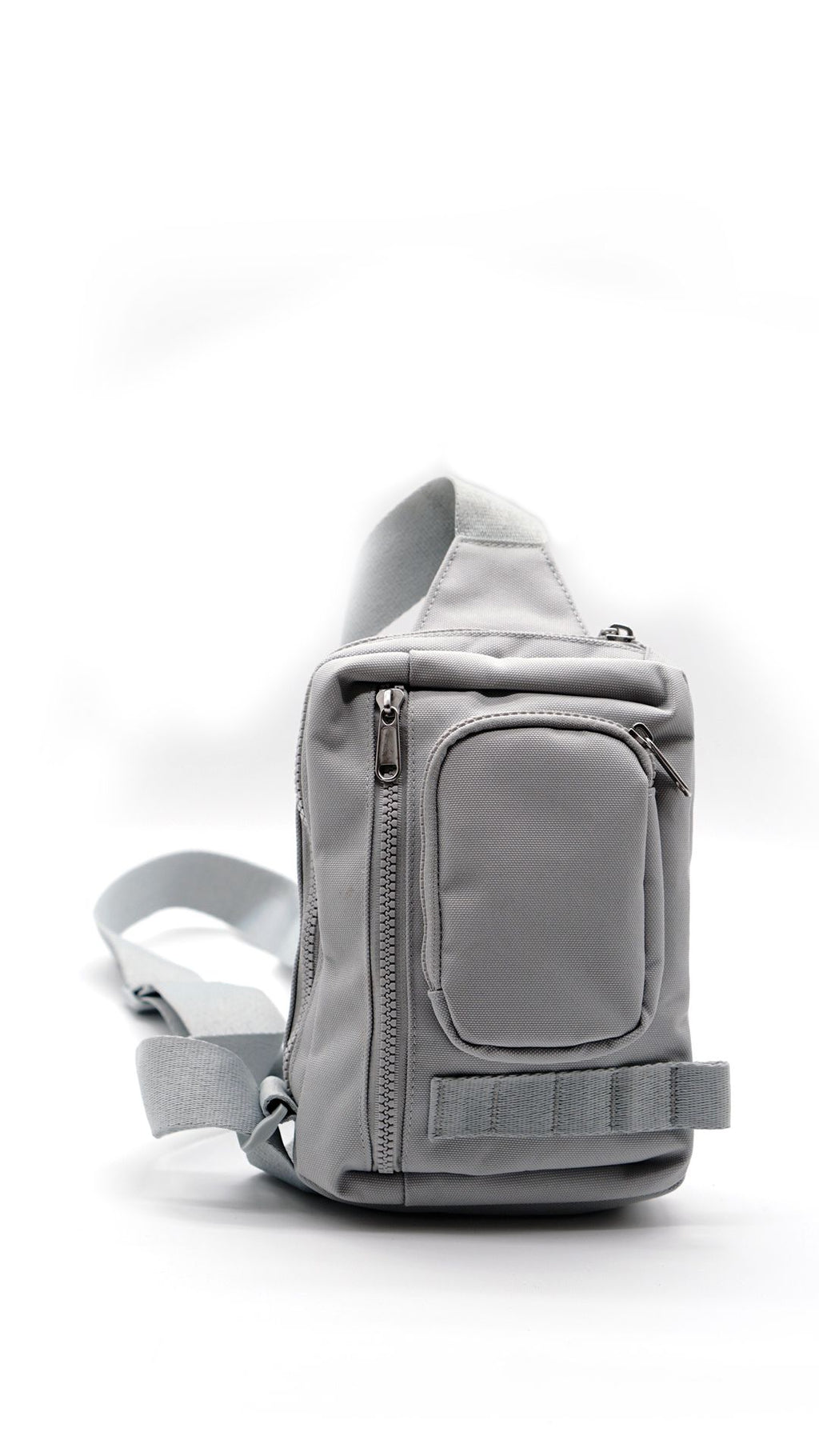 Gray crossover bag on a white background