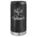 Black tumbler with 'Wilson's' and a tree design on a white background