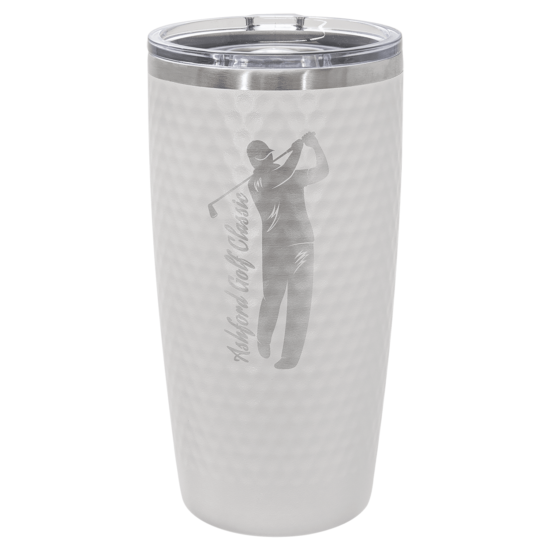 Polar Camel 20 oz White Golf Dimple Tumbler (Laser Engraved) + Slider Lid