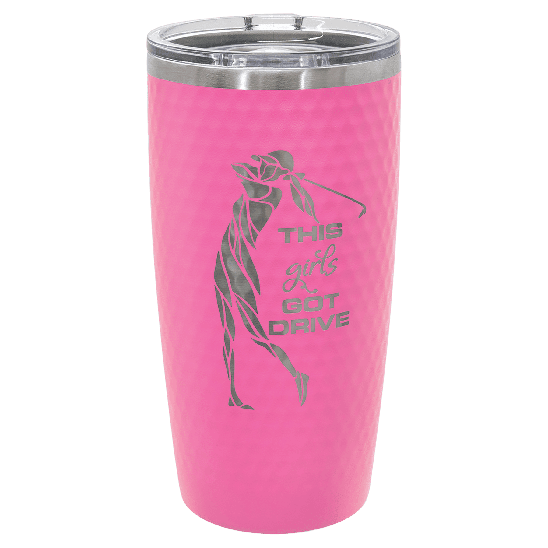 Polar Camel 20 oz Pink Golf Dimple Tumbler (Laser Engraved) + Slider Lid