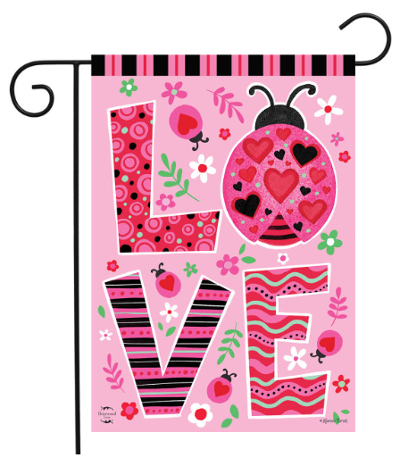 Ladybug Love Garden Flag (Cute LOVE Valentine Porch Flag)