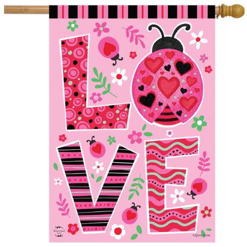 Ladybug Love Double Sided House Flag (40" x 28")