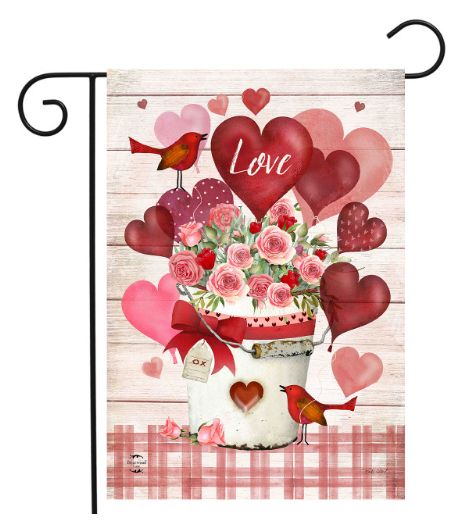 Love Bouquet Garden Flag (Roses & Hearts Valentine Porch Flag)