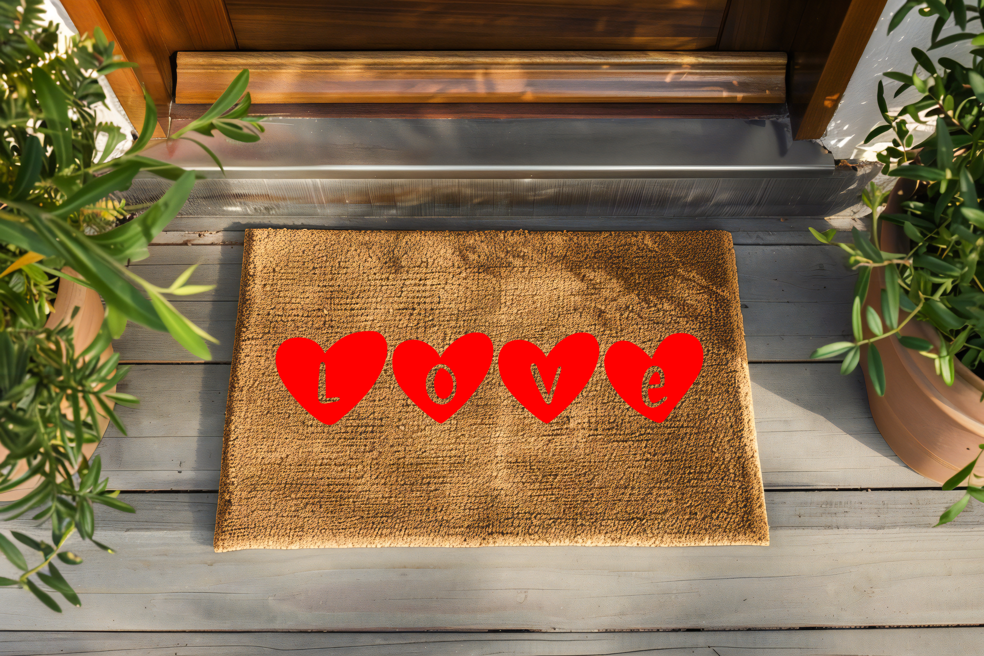 Love Hearts Doormat (30x18 Natural Coir)