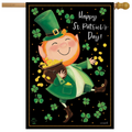 Lucky Gold Leprechaun “Happy St. Patrick’s Day” House Flag (40" x 28")