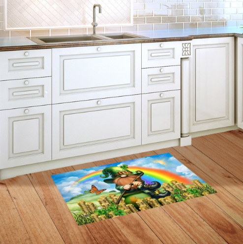 Lucky Irish Gnome Doormat Insert (Rainbow & Gold Coins St. Patrick’s Day)