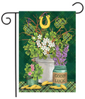 Lucky Potted Shamrocks Garden Flag (Good Luck Jar & Horseshoe)