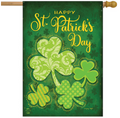 Lucky Shamrocks “Happy St. Patrick’s Day” House Flag (40" x 28")