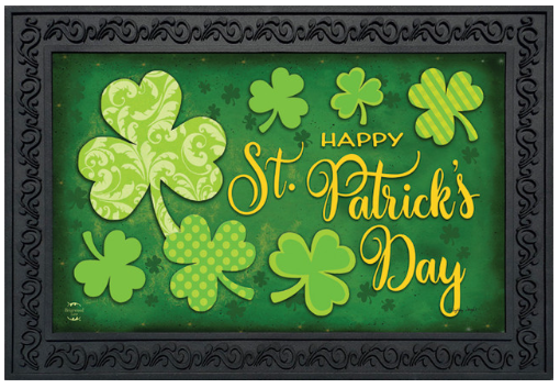 Lucky Shamrocks Happy St. Patrick’s Day Doormat Insert (Green Clover Collage)
