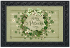 Lucky Wreath Happy St. Patrick’s Day Doormat Insert (Clover & White Blossoms)