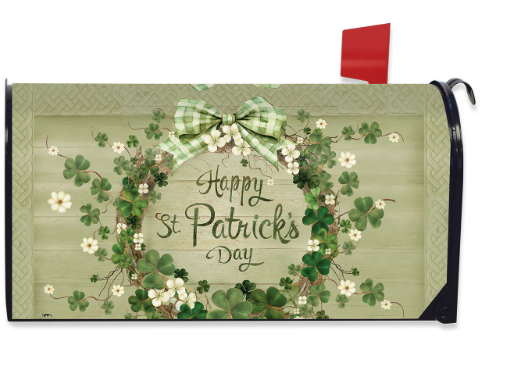 Lucky Wreath Magnetic Mailbox Cover (Standard) — Happy St. Patrick’s Day Floral Clover Wreath