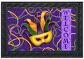 Mardi Gras “Welcome” Doormat Insert (Mask & Beads in Purple, Green, Gold)