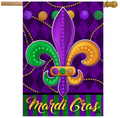 Mardi Gras Fleur-De-Lis House Flag (40" x 28")
