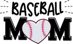 Design with 'BASEBALL MOM' text and a heart-shaped baseball graphic.