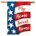 Decorative flag with American flag design and 'My Home Sweet Home' text on a white background.