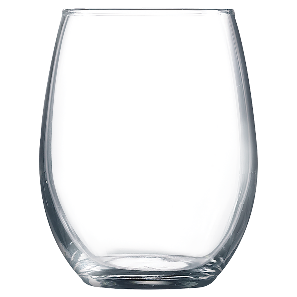 Clear glass tumbler on a white background