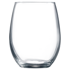Clear glass tumbler on a white background
