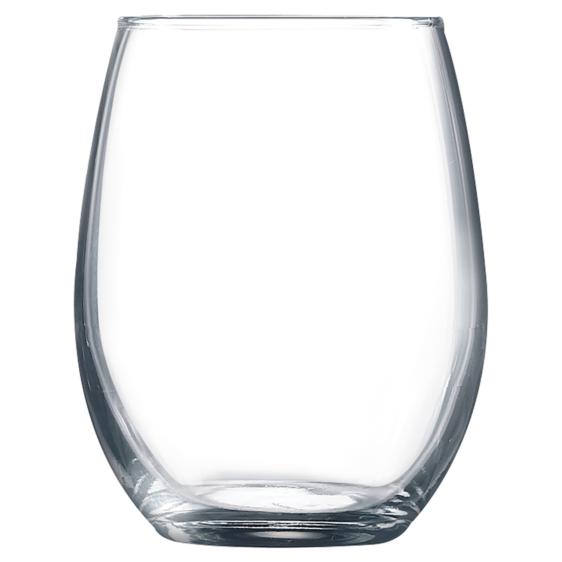 Clear glass tumbler on a white background