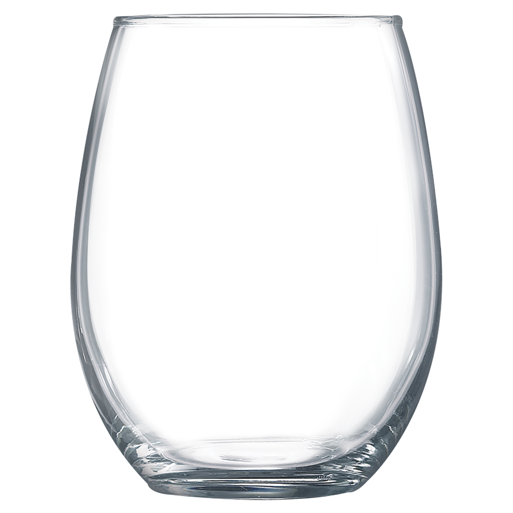 Clear glass tumbler on a white background