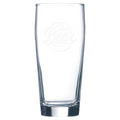 Clear glass with laser engraved logo on a white background