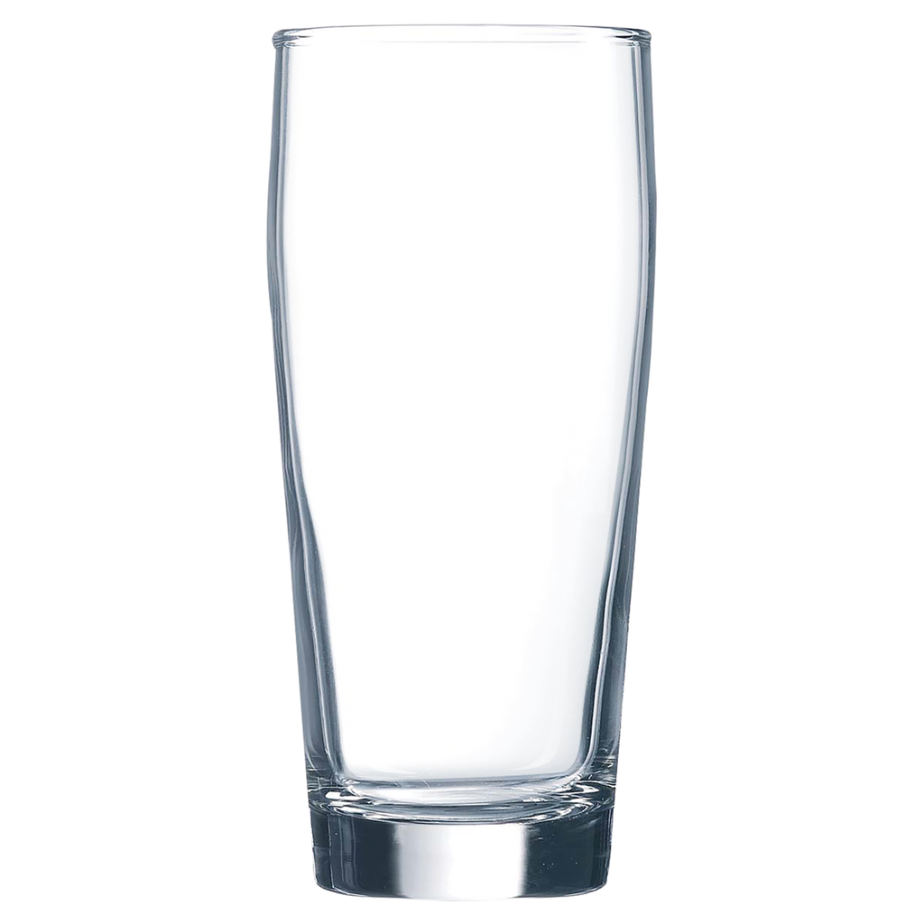 Clear glass tumbler on a white background