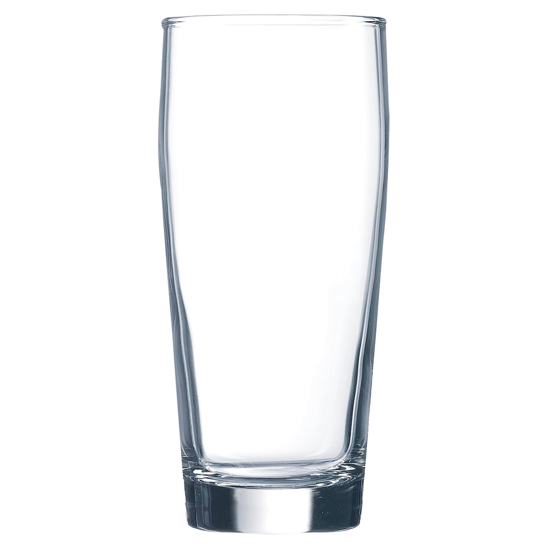 Clear glass tumbler on a white background